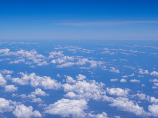Blue sky clouds seen from airplane beautiful with blue sky background nature.