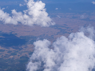 Blue sky clouds seen from airplane beautiful with blue sky background nature.