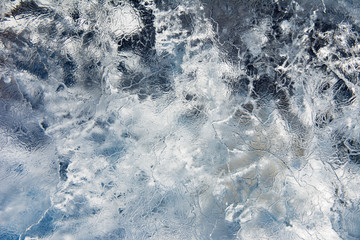 The texture of the ice. The frozen water.Winter background  