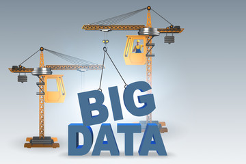 Big data concept with crane lifting letters