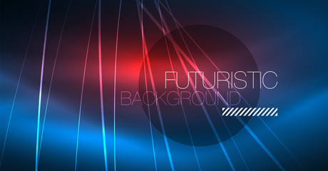 Neon glowing magic background, neon banner, night sky wallpaper. Magic light effect. Christmas abstract pattern.