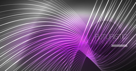 Digital technology abstract background - neon geometric design. Abstract glowing lines. Colorful techno background. Futuristic shape.