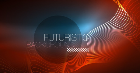 Neon lines wave background. Abstract composition