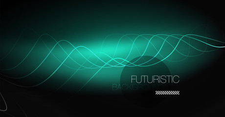 Neon lines wave background. Abstract composition