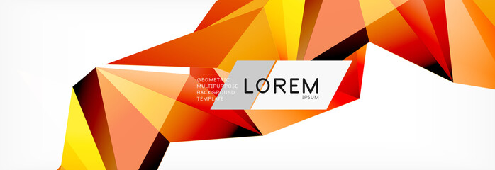 Triangle 3d polygonal art style. Future geometric design. Vector geometry futuristic illustration