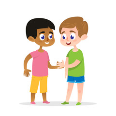 Two Happy Firends Handshake Vector Illustration.