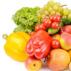 Fruits and vegetables isolated on white background.
