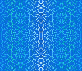 Blue color Floral Geometric Pattern. Seamless Texture Color Background. Element For Design. Vector Illustration