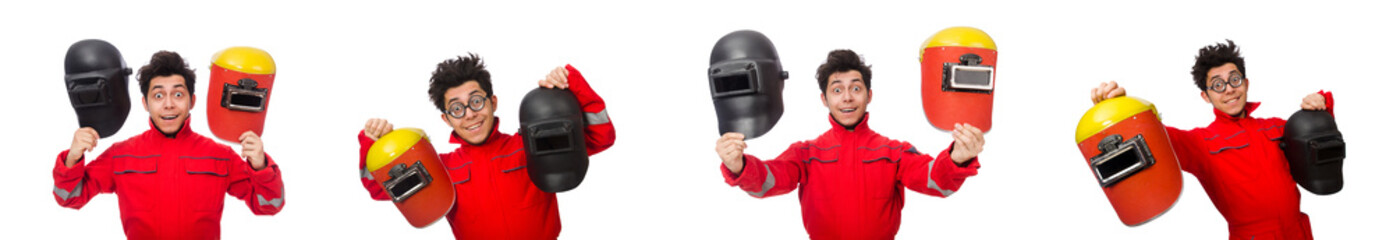 Funny welder isolated on white