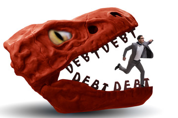 Businessman in the jaws of debt and loan