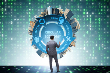 Concept of circular economy with businessman