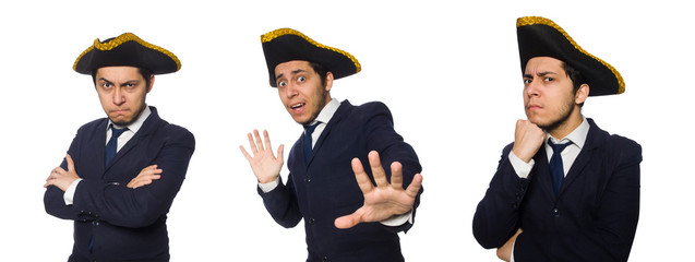 Young captain isolated on white