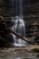 Water cascading down Lake Falls after a Spring rain.  Matthiessen State Park, Illinois, USA.
