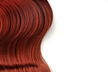 Red wavy hair extension isolated