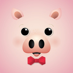 Vector and Illustration graphic  style, Cute cartoon happy  pig character.