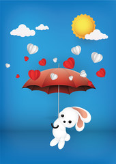 Vector and Illustration graphic  style,Cute cartoon,Little rabbit and a heart balloon.