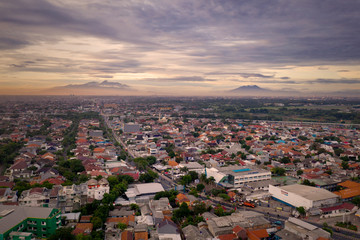 Beautiful Jakarta skyline with housing at dusk