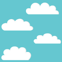Vector illustration. Set of Cloud Icons in trendy flat stylewith shadow isolated on blue background. Cloud symbol for your web site design, logo, app, UI. Vector illustration, EPS10.