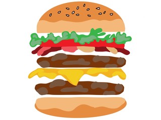 Hamburger isolated on white background.