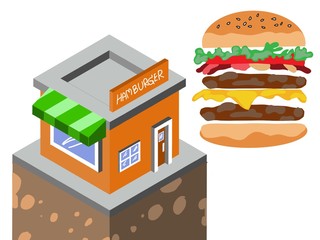 Hamburger isolated on white background.