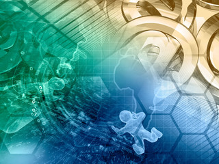 Mans, map and buildings