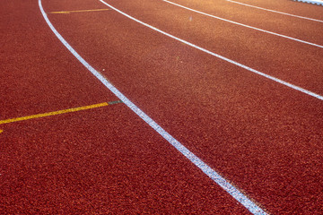 Fototapeta premium Red running track in stadium