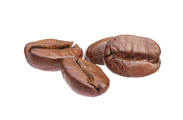 Roasted coffee isolated on white background with clipping path..