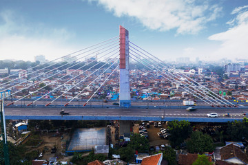 Naklejka premium Pasupati overpass with crowded residential