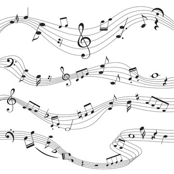 Music notes, musical design element set, isolated, vector illustration.