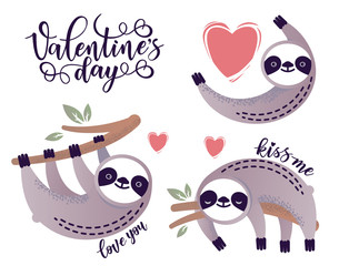 Cute vector sloth bear animal with a heart © Polina Elyutina