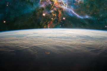 planets, stars and galaxies in outer space showing the beauty of space exploration. Elements...