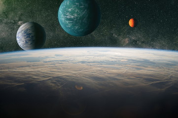 planets, stars and galaxies in outer space showing the beauty of space exploration. Elements...