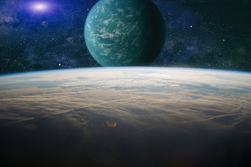 planets, stars and galaxies in outer space showing the beauty of space exploration. Elements...