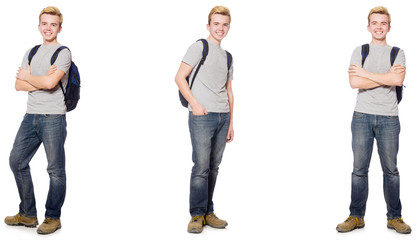 Obraz premium Young student isolated on white background 