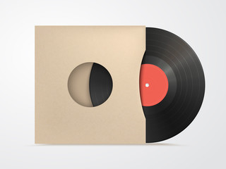Classic design template with vinyl and Cover Mockup on white bac © makstorm