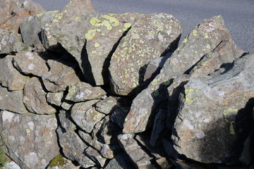 Dry stone wall close up