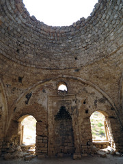 Fototapeta na wymiar View inside an old religious building, Corinth, Greece