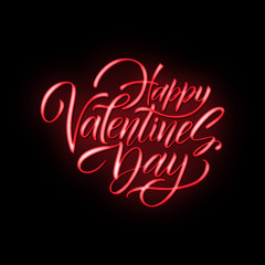 Happy Valentines Day typography poster with handwritten calligraphy text, isolated on white background. Vector Illustration - Vector
