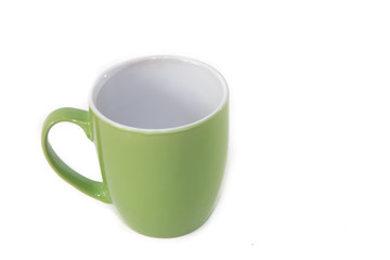 color cup isolated on white background. Isolated objects on white background. dishes for tea and...