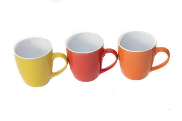 color cup isolated on white background. Isolated objects on white background. dishes for tea and coffee