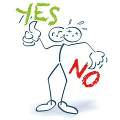 Strichmännchen mit Daumen Yes und No hoch und runter