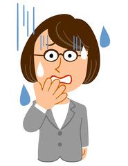 青ざめる女性　眼鏡　ビジネス　先生
