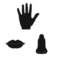 Vector illustration of human and part symbol. Collection of human and woman vector icon for stock.