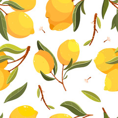 Lemon seamless pattern. Handpainted  vector lemon illustration. Use for postcard, print, invitations, packaging etc. - 242254772