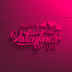 Valentines Day. Beautiful, elegant vector hand lettering, isolated on a beautiful gradient background, casting a shadow. Vector Illustration - Vector
