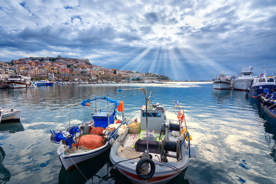 Amazing Panorama of Old town of Kavala, East Macedonia and Thrace, Greece