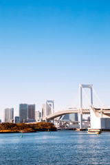 Tokyo bay and Odaiba Rainbow bridge in Japan