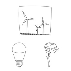 Vector illustration of electricity and electric sign. Collection of electricity and energy stock symbol for web.