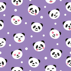Seamless pattern with panda. Vector illustration.