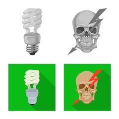 Vector illustration of electricity and electric logo. Set of electricity and energy stock vector illustration.